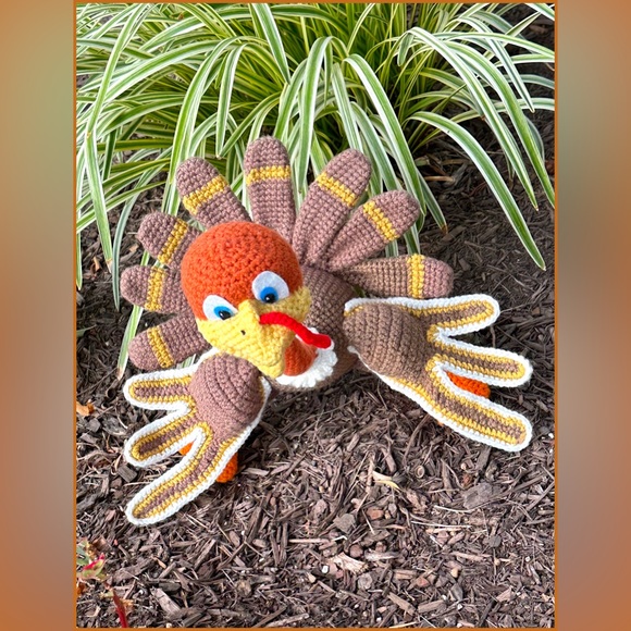 Turkey Tom Handmade Thanksgiving Fall Autumn Home Decor Wired-Frame Body - New - Picture 10 of 11